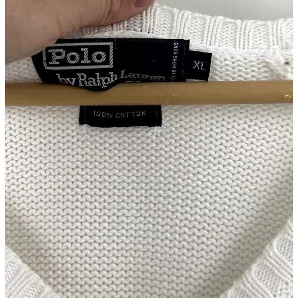VTG‎ 90s Polo Ralph Lauren V-Neck Sweater XL Preppy Old Money Quiet Luxury Crest - Picture 7 of 8